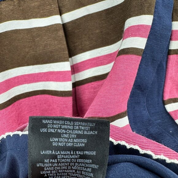 Maeve Striped Skirt Sz 4 Pink Blue Colorblock Tiered Pockets Skater - Picture 7 of 7